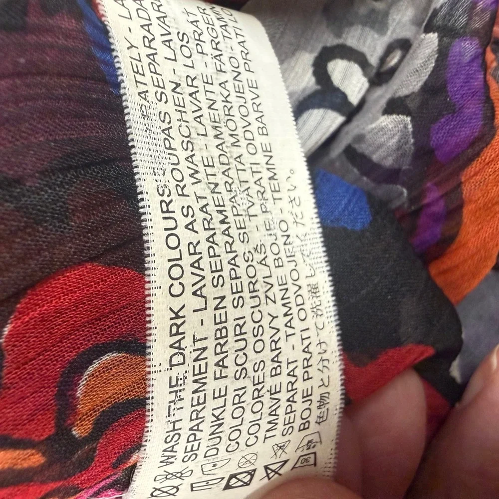 Desigual Floral Sheer Blouse Womens Size M Multicolor Chiffon Boho Graphic Art - Picture 10 of 13